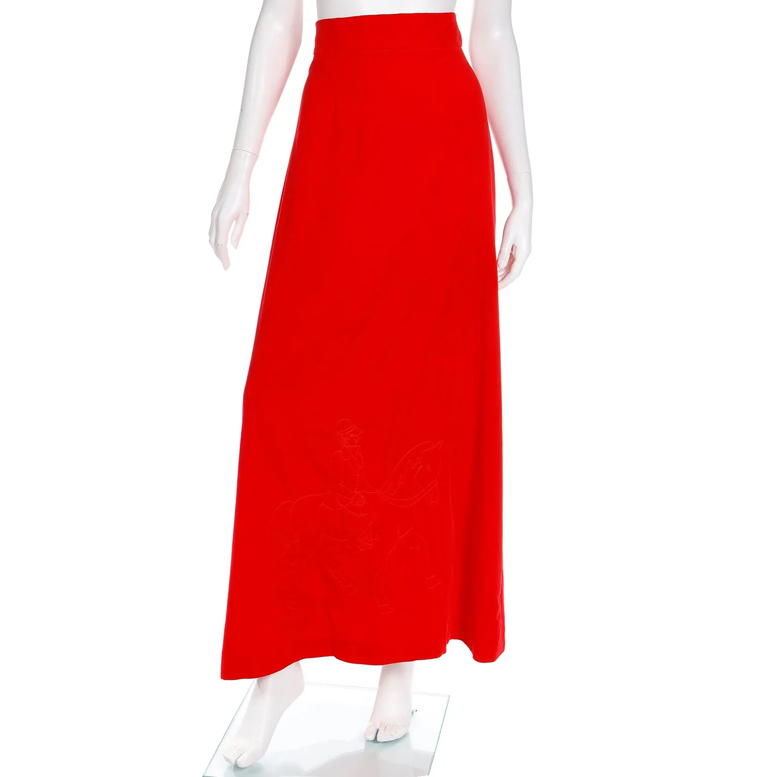 1970s Red Velvet 2pc Dress w Cropped Jacket & Quilted Maxi Skirt