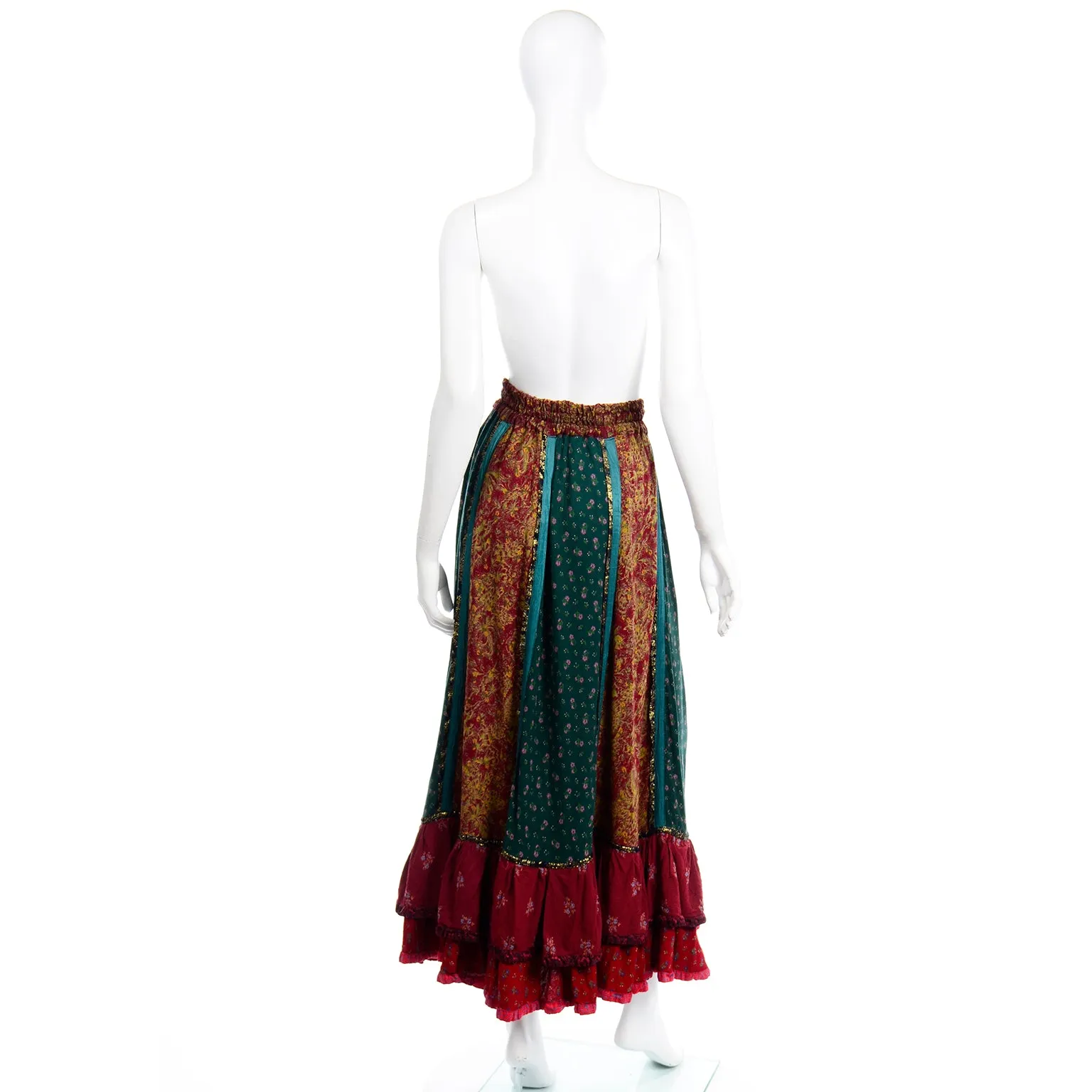 1980s Vintage Russian Multi Pattern Strapless Dress or Maxi Skirt