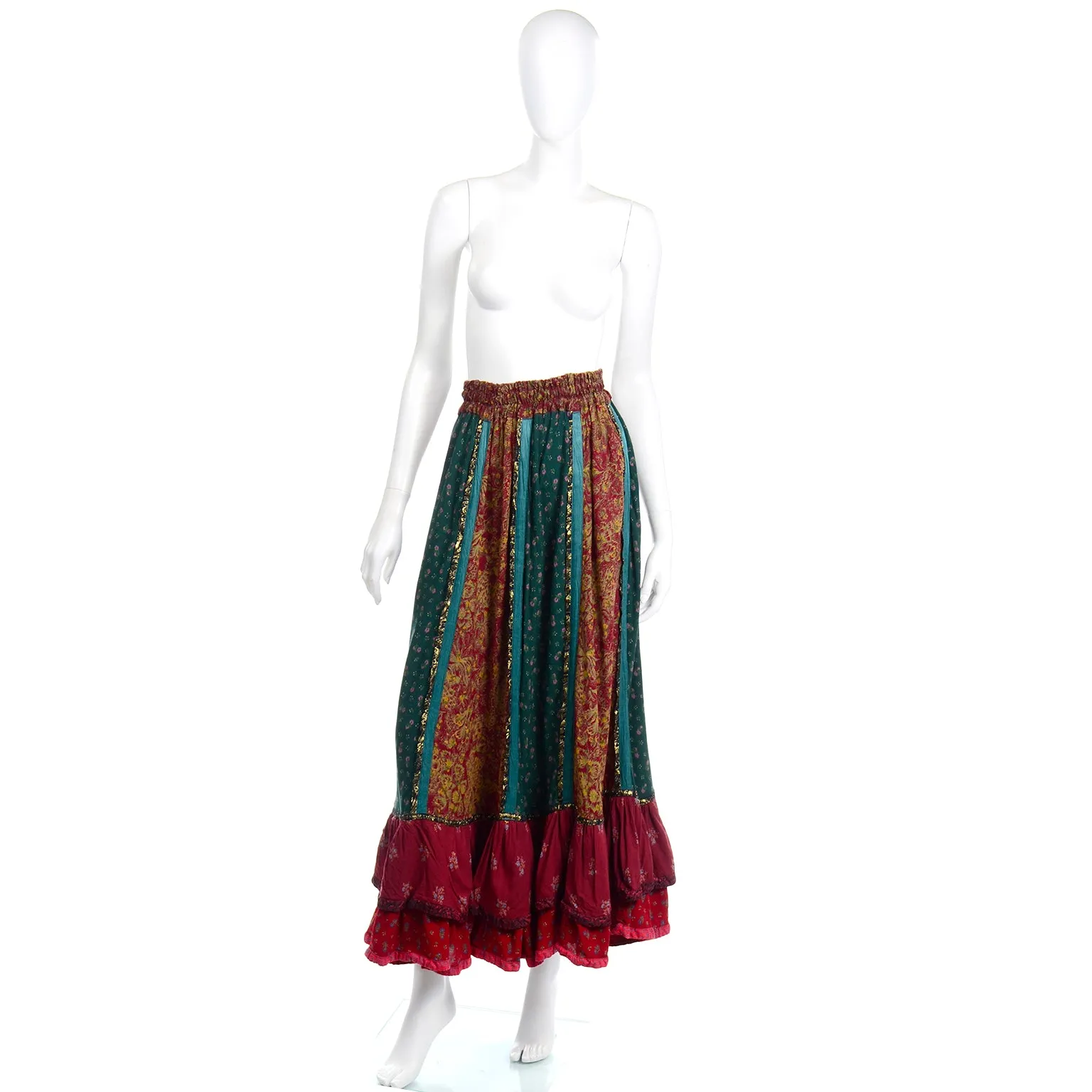 1980s Vintage Russian Multi Pattern Strapless Dress or Maxi Skirt