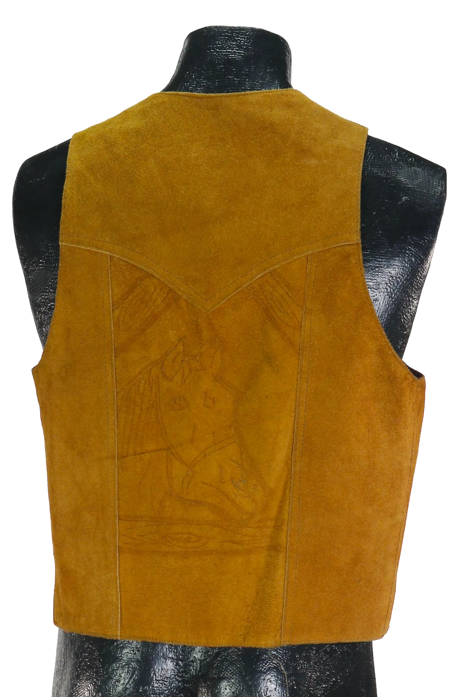 70s Leather Shop Horse Embossed Suede Vest          M