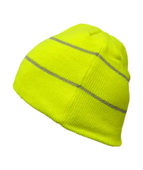 808RTLM Safety Lime Cuffed Beanie: Reflective Thread