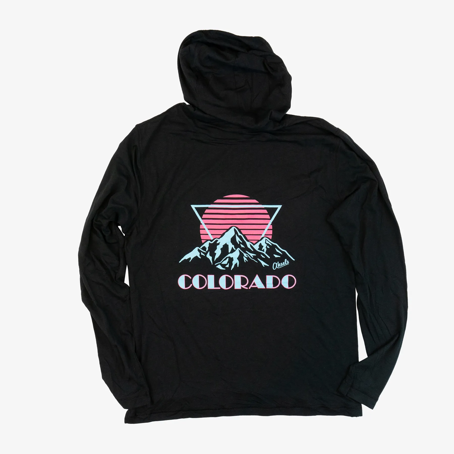 90's Colorado Retro Mountain Hooded Long Sleeve T-Shirt