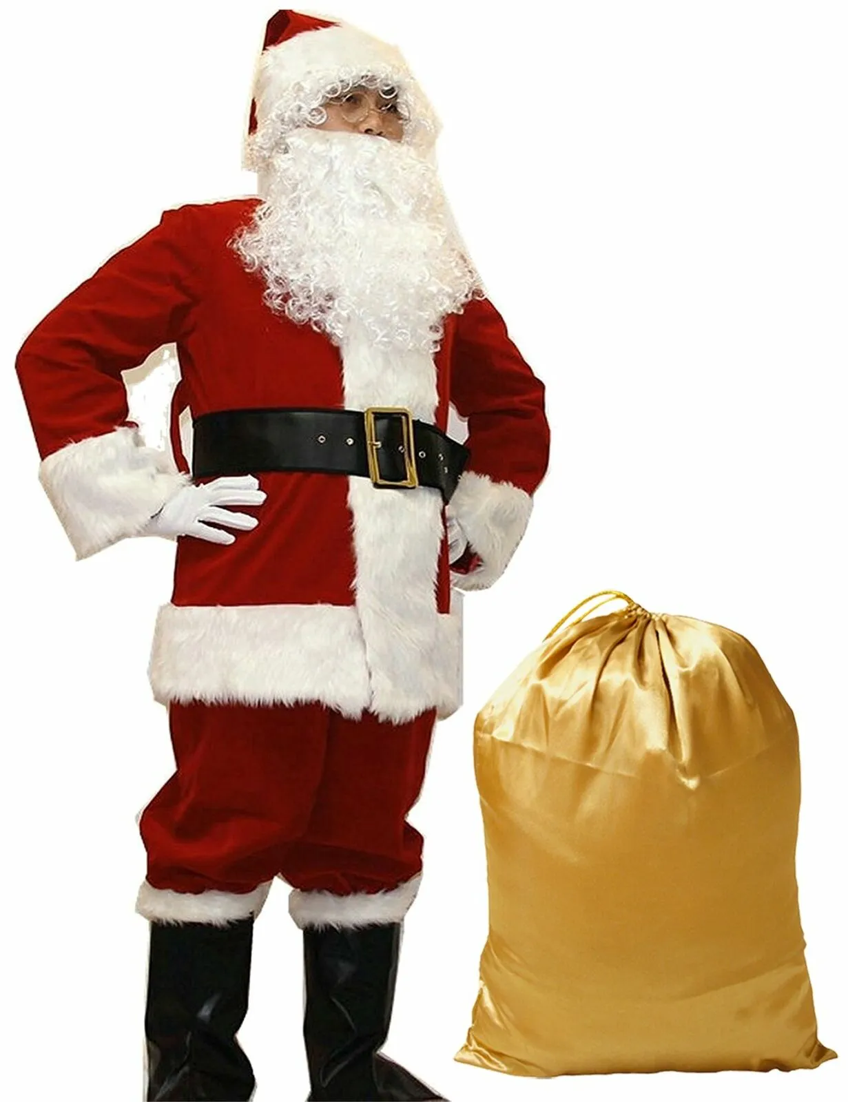 ADOMI Santa Suit 10pc. Plush Adult Costume