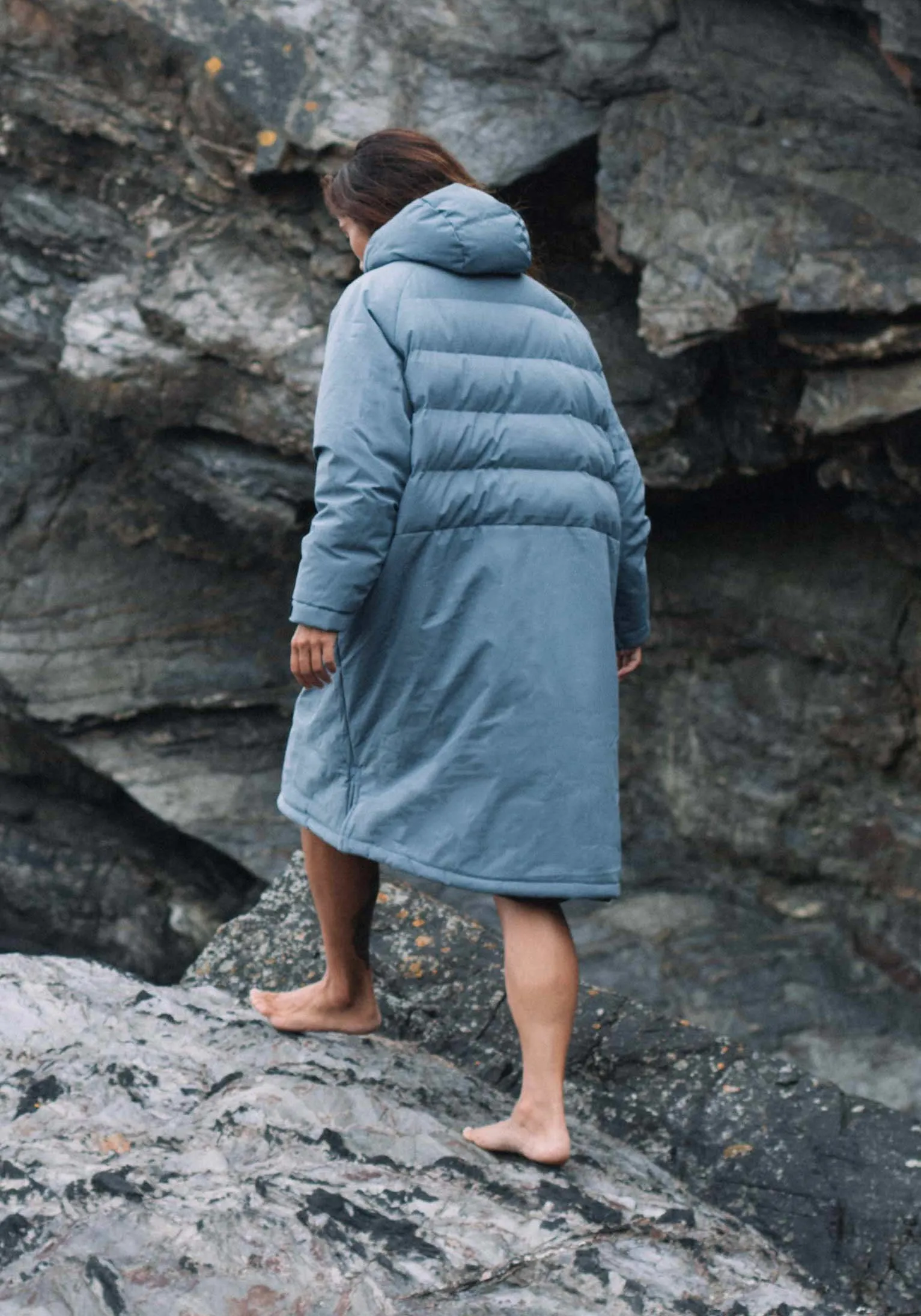 All Weather Puffer Changing Robe - Mineral Blue