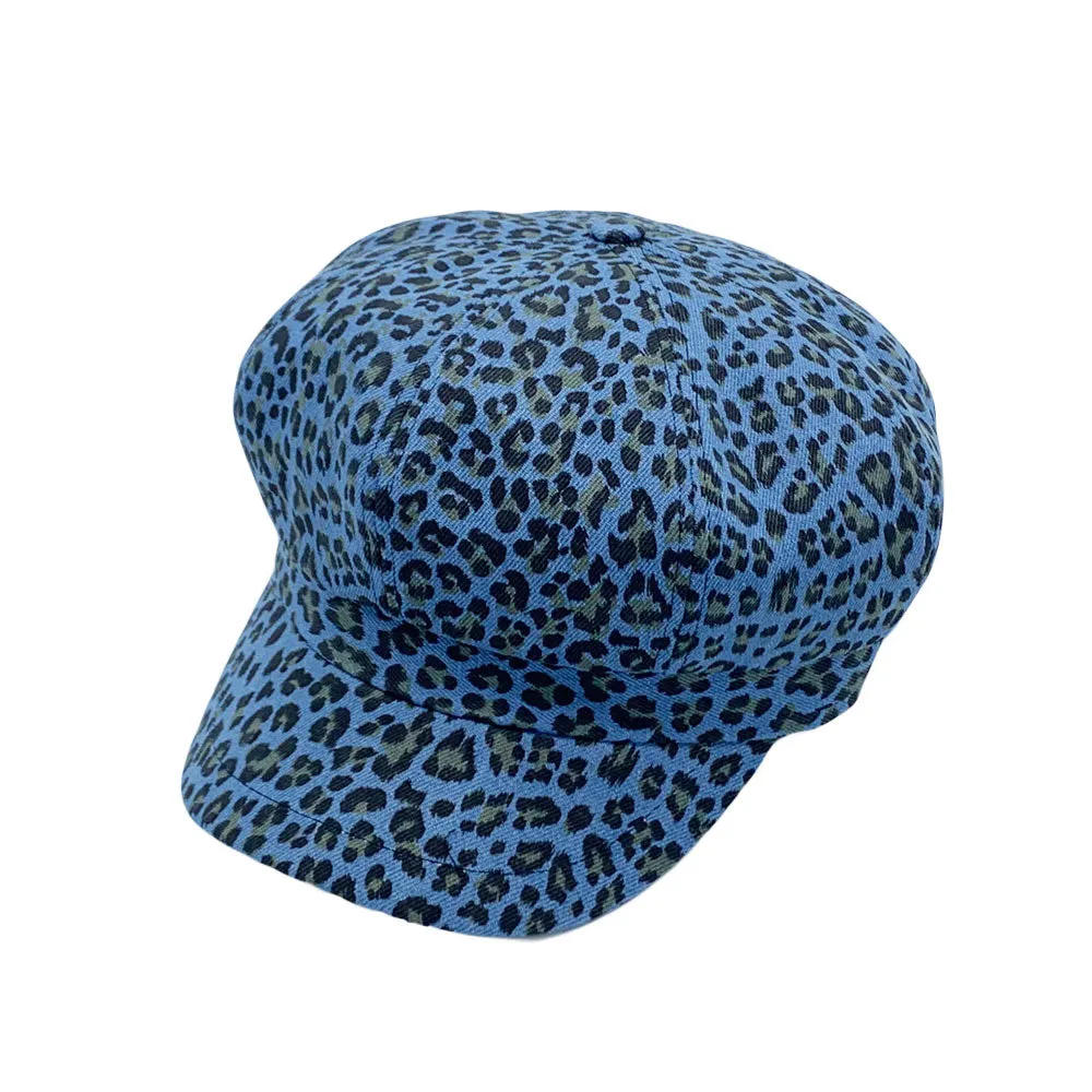 Animal Print Cotton Newsboy Cabbie Peaked Beret Cap Baker Boy Flat Cap LDG1515