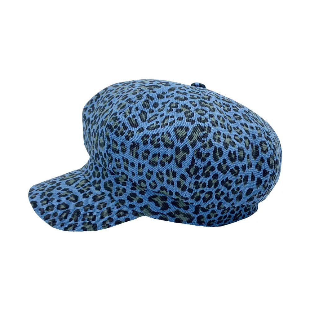 Animal Print Cotton Newsboy Cabbie Peaked Beret Cap Baker Boy Flat Cap LDG1515