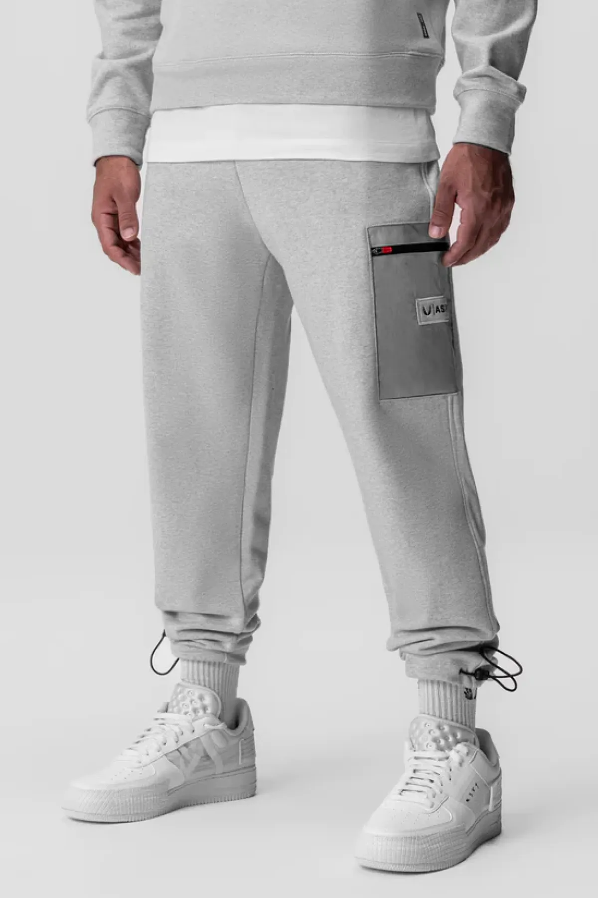 ASRV Tech-Terry™ Paneled Cinch Cargo Jogger Pants - Heather Grey