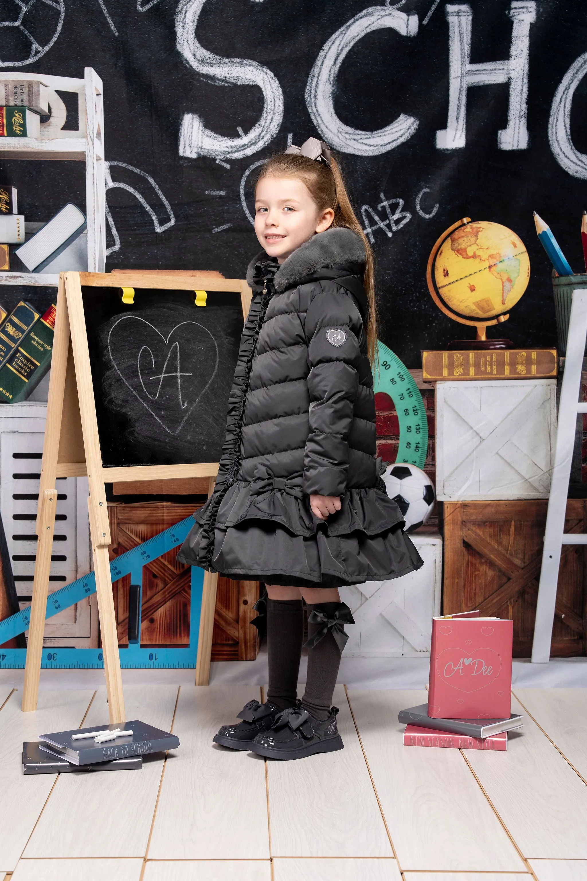 AW24 A Dee Girls Becky Dark Grey Coat