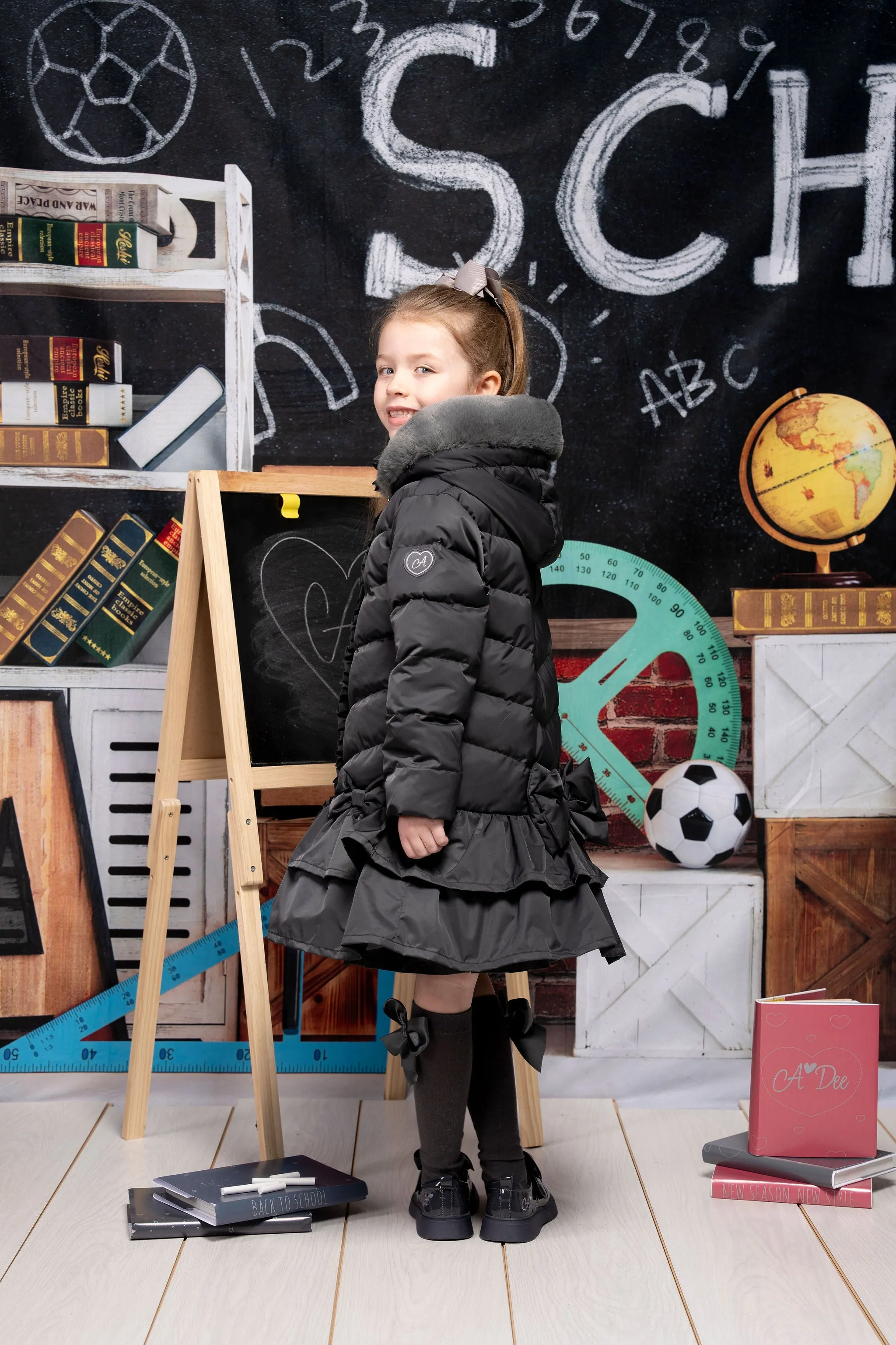 AW24 A Dee Girls Becky Dark Grey Coat