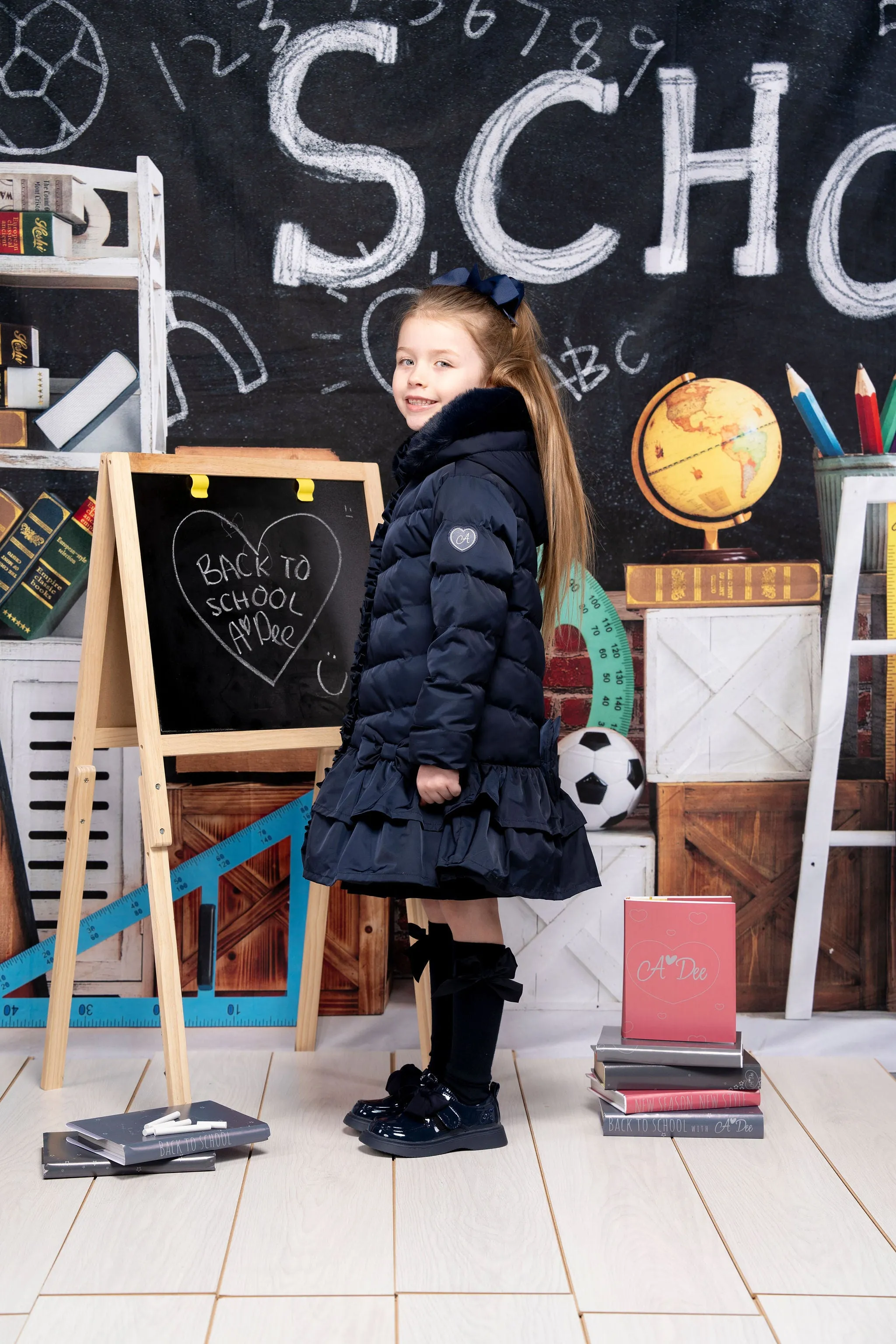 AW24 A Dee Girls Becky Navy Coat