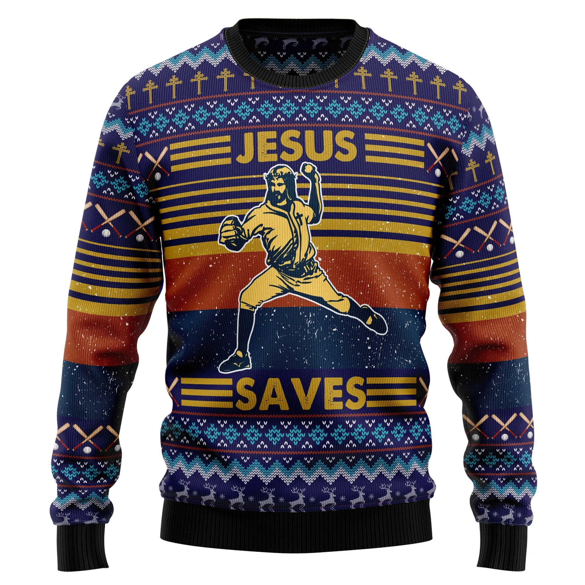 Baseball Jesus Save Ugly Christmas Sweater - Xmas Gifts For Him Or Her - Christmas Gift For Friends