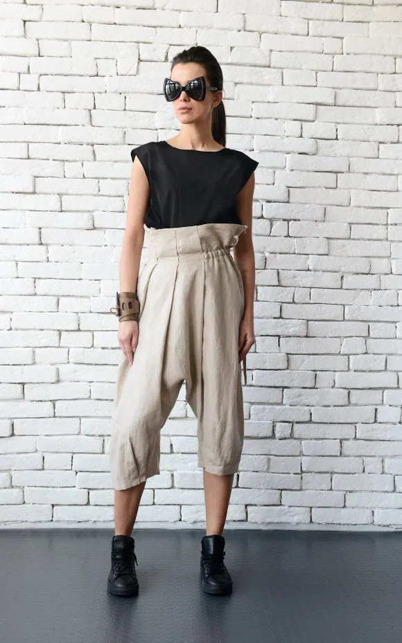 Beige Linen Pants