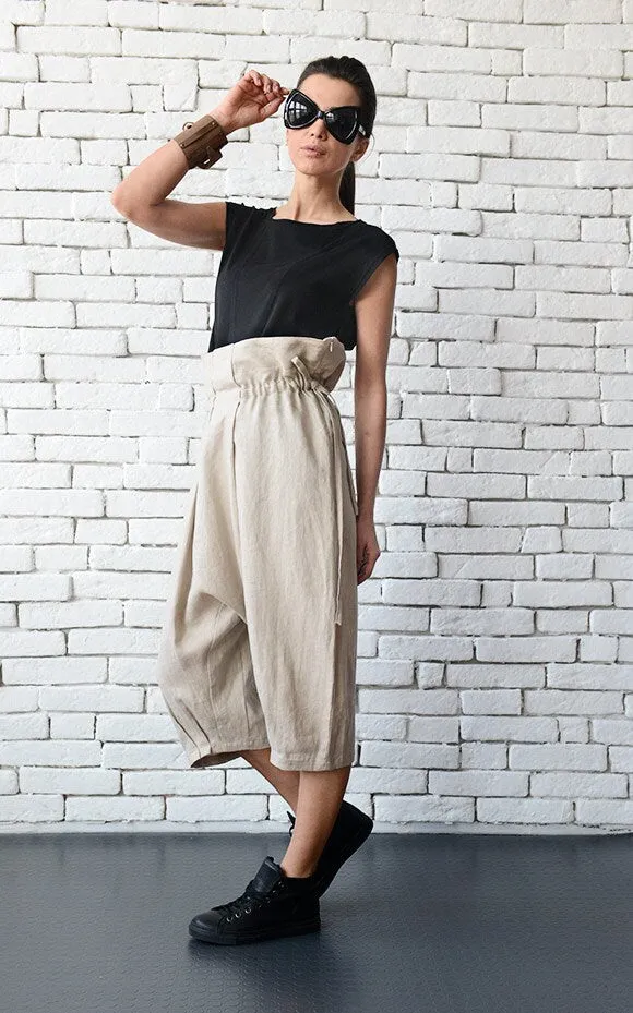 Beige Linen Pants