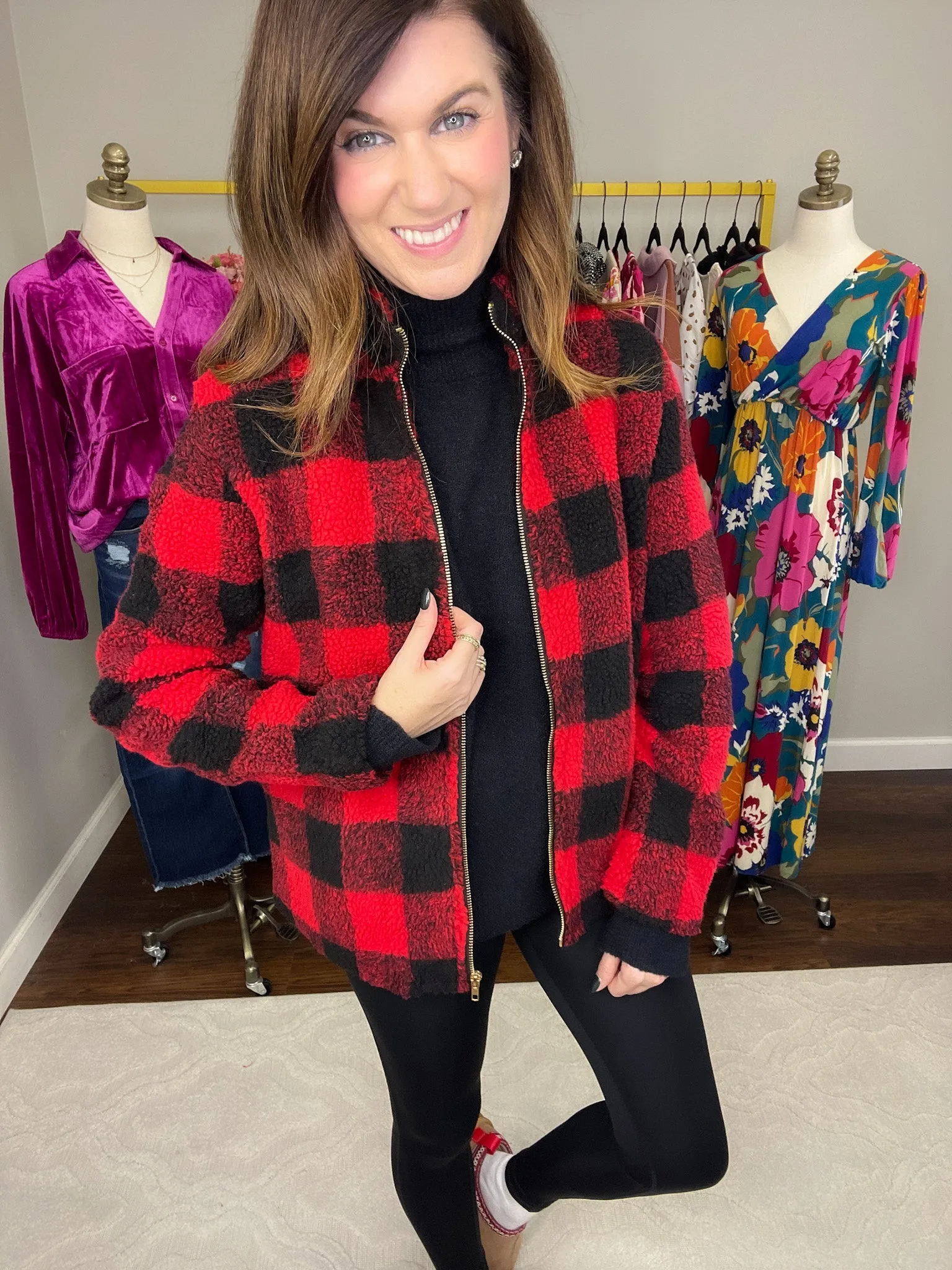 *BELLES & DOORBUSTER* Mountain Bound Buffalo Plaid Sherpa Jacket