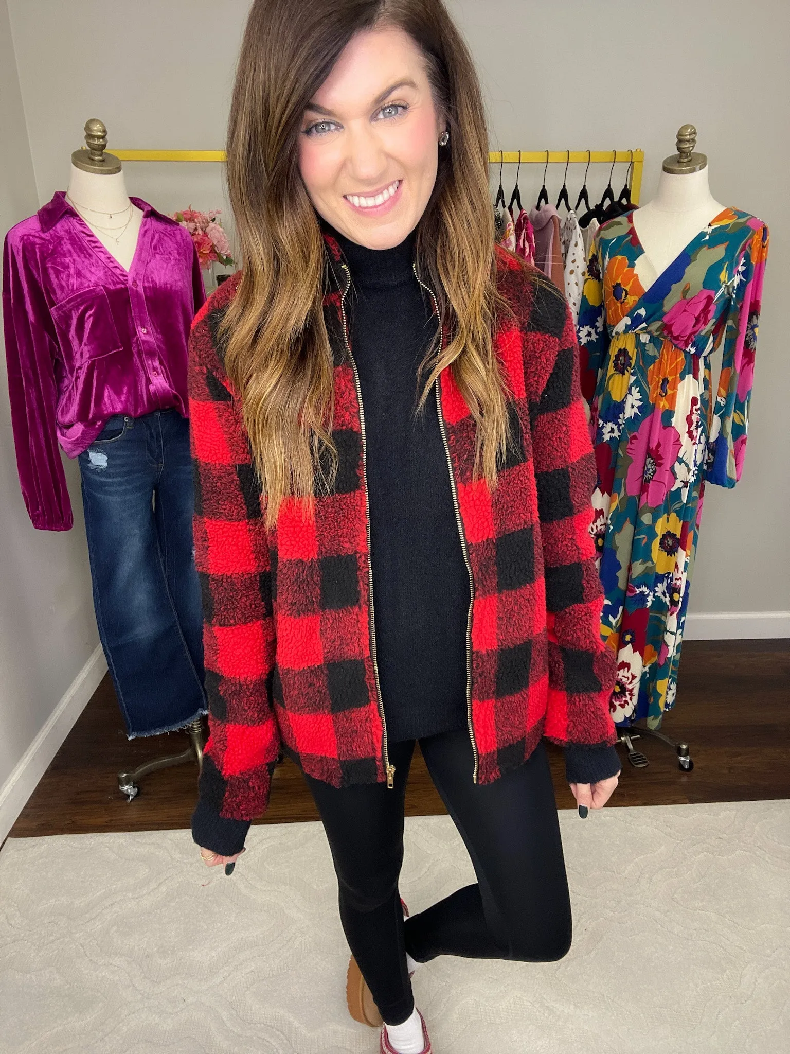 *BELLES & DOORBUSTER* Mountain Bound Buffalo Plaid Sherpa Jacket