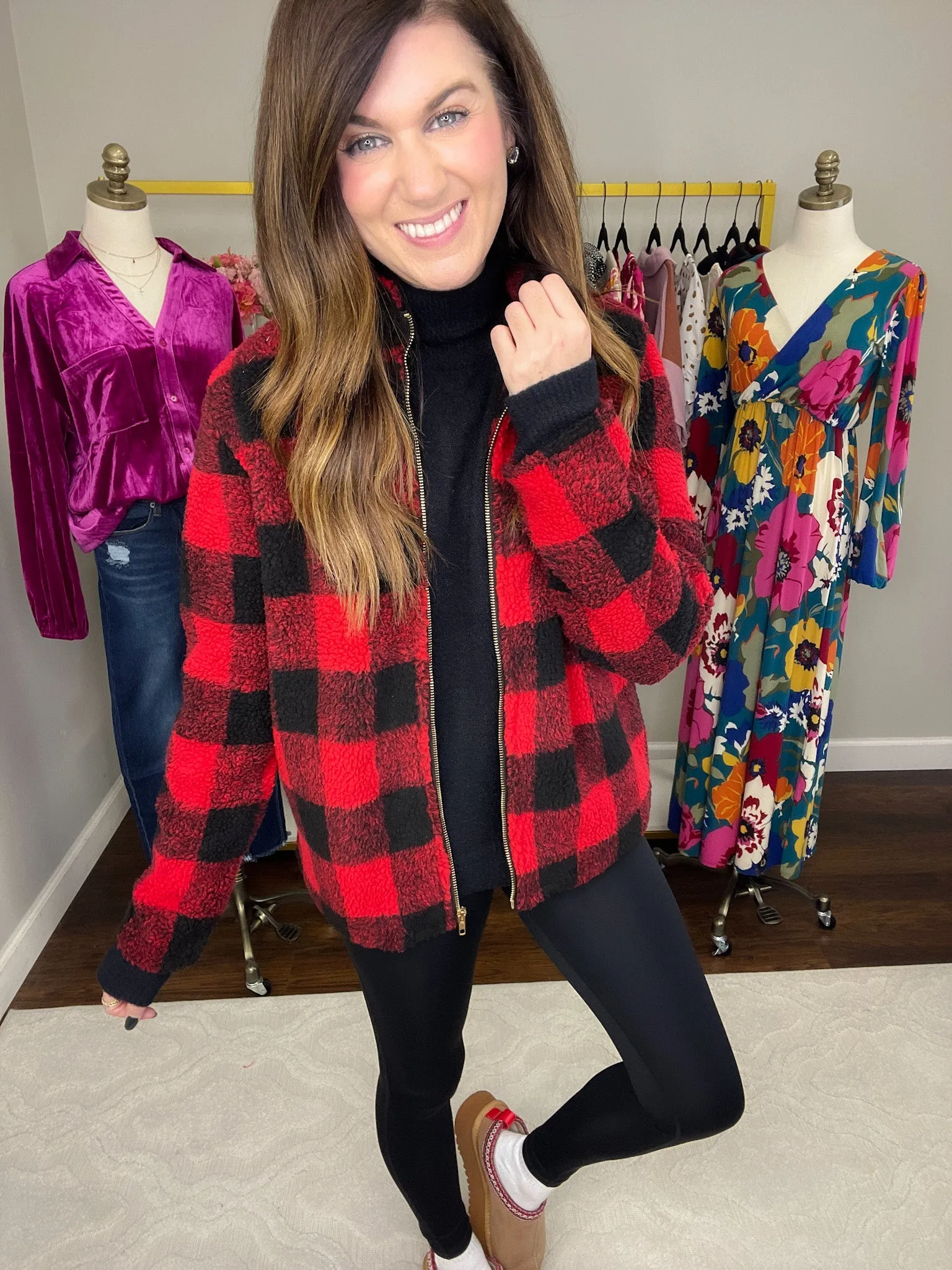 *BELLES & DOORBUSTER* Mountain Bound Buffalo Plaid Sherpa Jacket