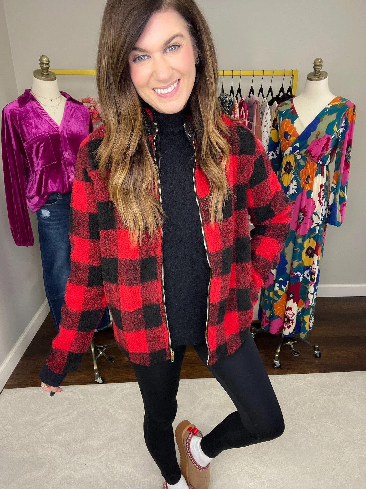 *BELLES & DOORBUSTER* Mountain Bound Buffalo Plaid Sherpa Jacket