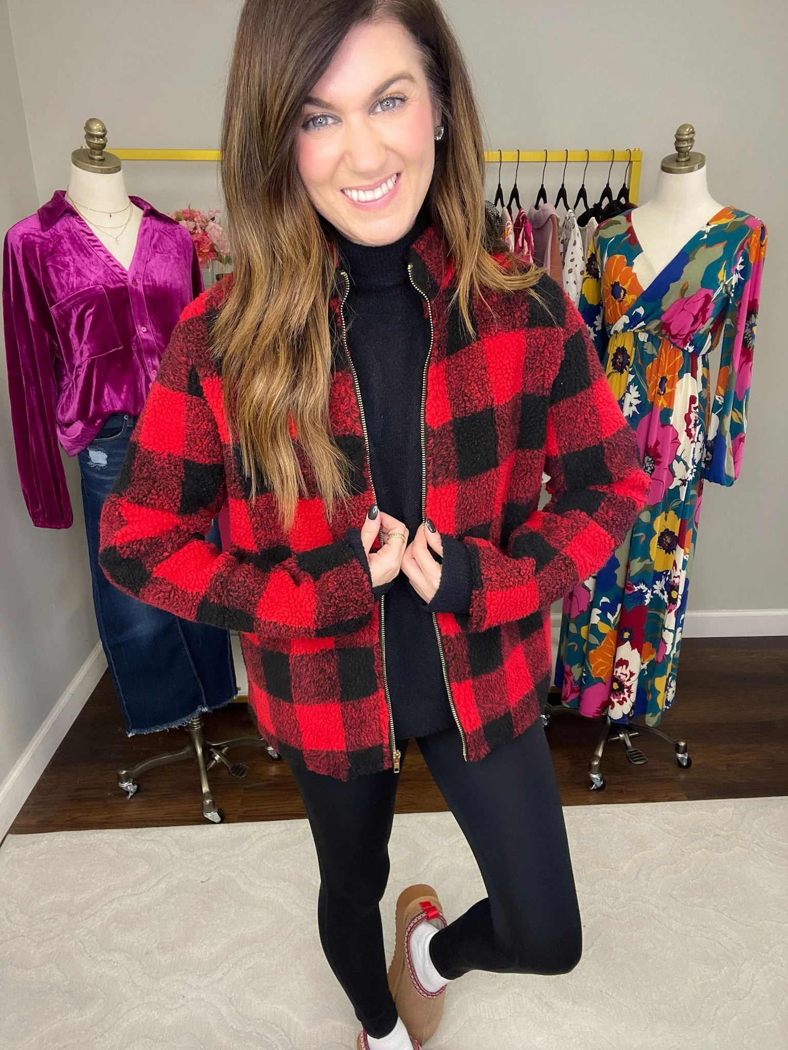 *BELLES & DOORBUSTER* Mountain Bound Buffalo Plaid Sherpa Jacket