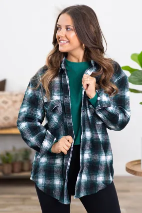 Black and Emerald Green Plaid Shacket