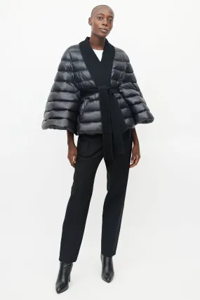 Black Belted Puffer Cape