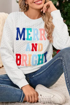 Black Merry and Bright Quilted Sweatshirt