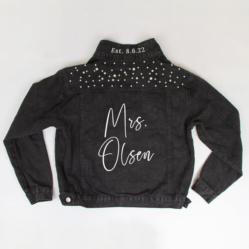 (Black Pearl) Mrs. Olsen Wedding  Pearl Denim Jacket