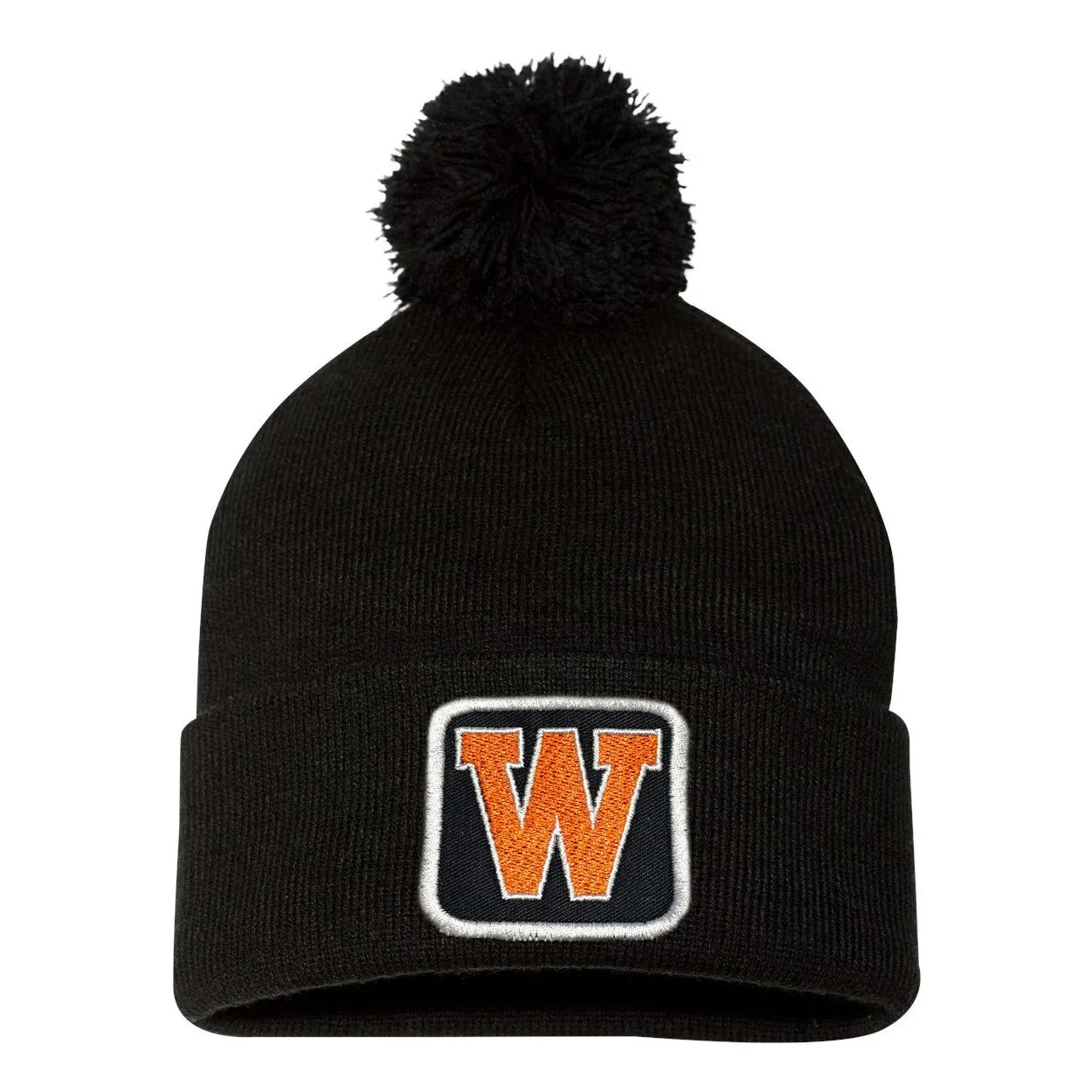 Black Square Patched West De Pere Logo Beanies