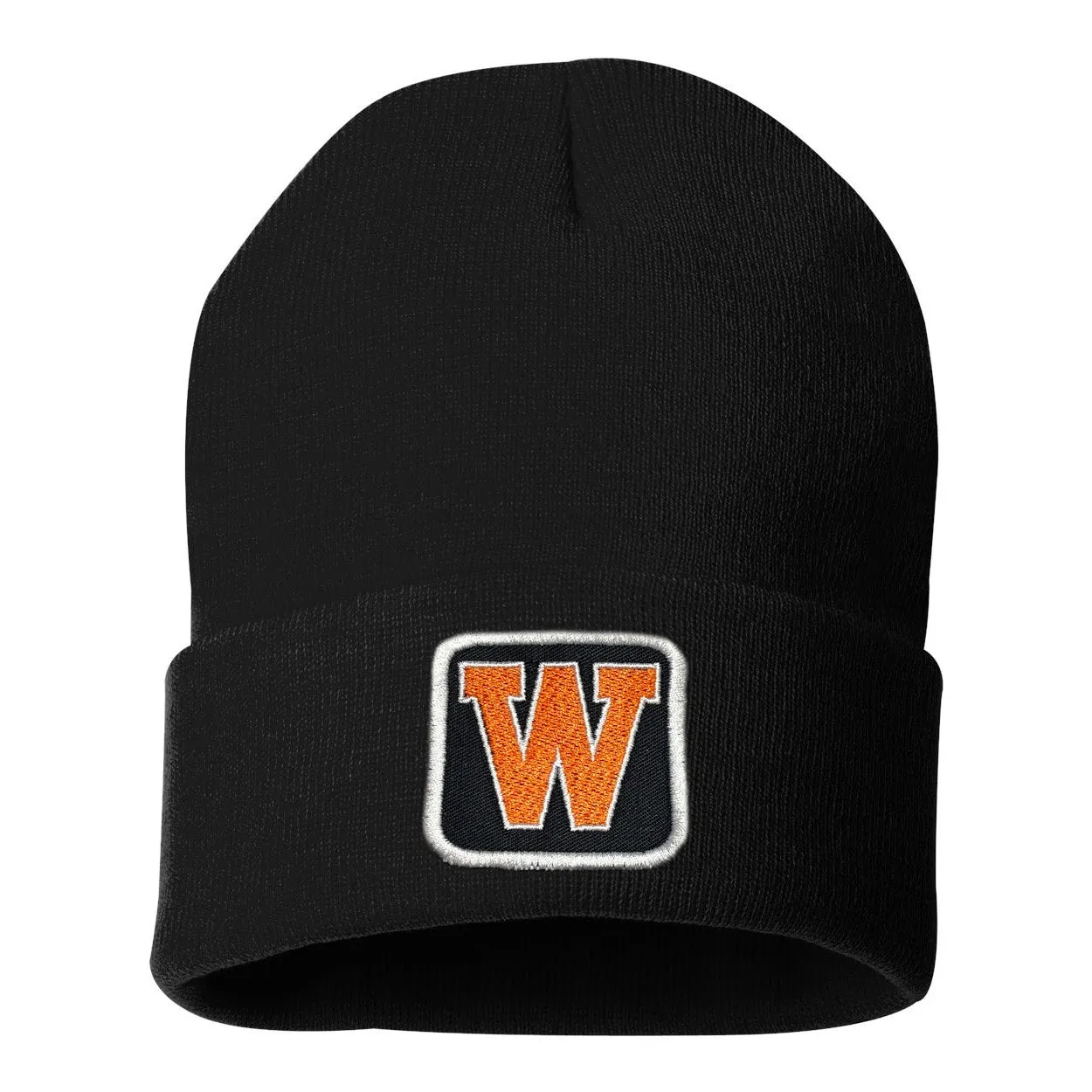 Black Square Patched West De Pere Logo Beanies