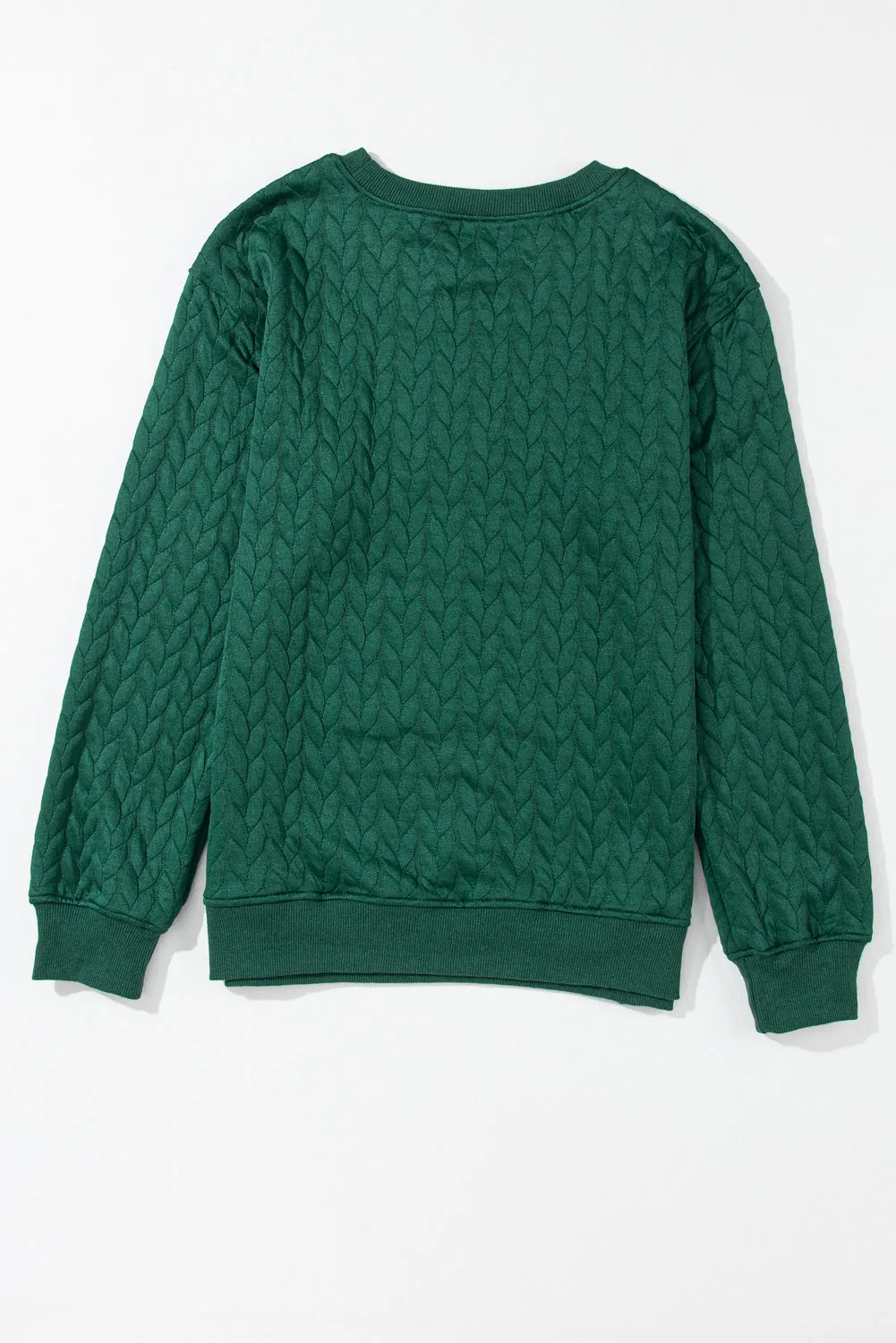 Blackish Green Merry And Bright Cable Knit Pullover Sweatshirt