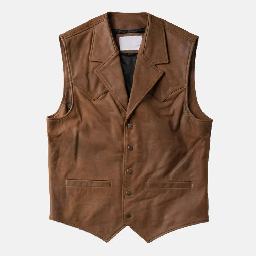 Blain Mens Brown Leather Vest