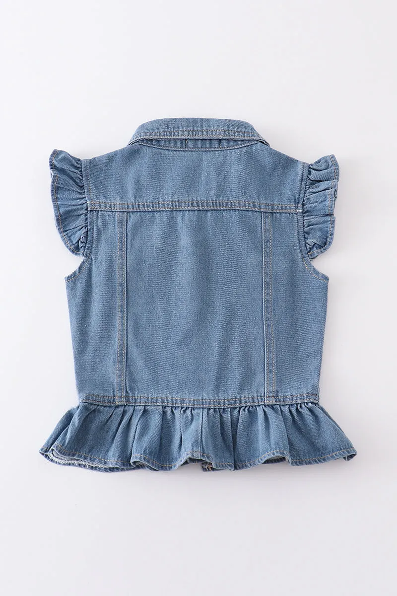 Blue denim girl vest