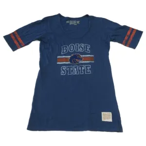 Boise State Broncos WOMENS Blue Extra Long 1/2 Sleeve Scoop Neck T-Shirt (M)