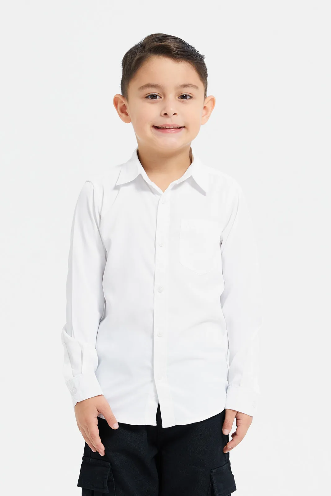 Boys Black And White Vest And Shirt Set (2 Piece)