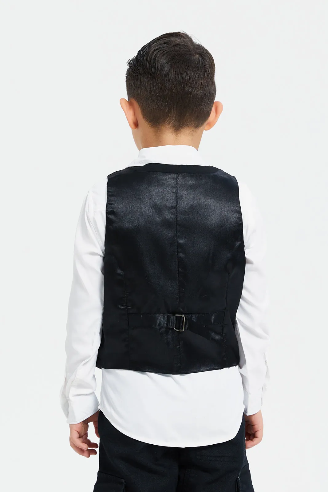 Boys Black And White Vest And Shirt Set (2 Piece)