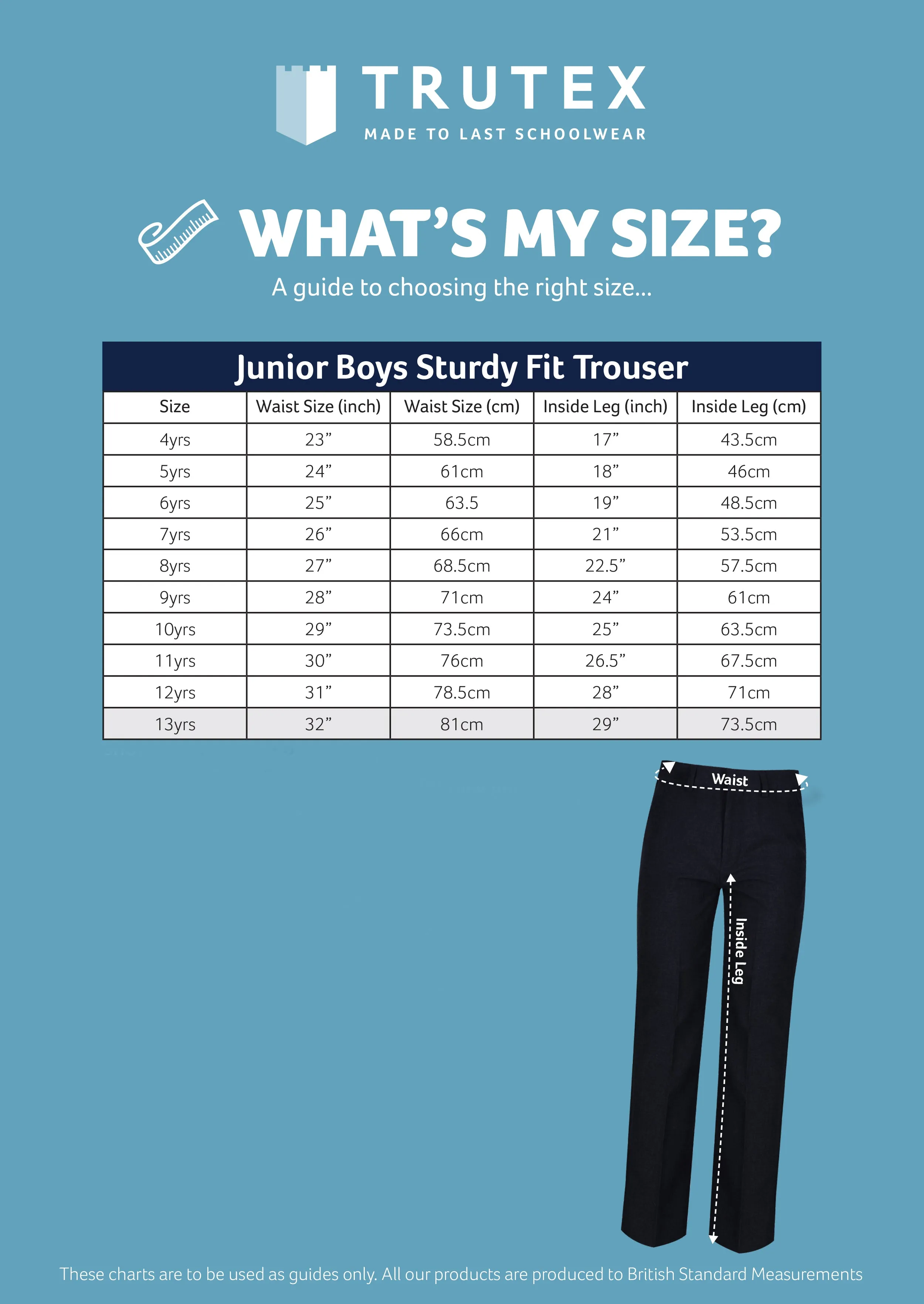 Boys Fit Junior Black Trousers - Generous Fit