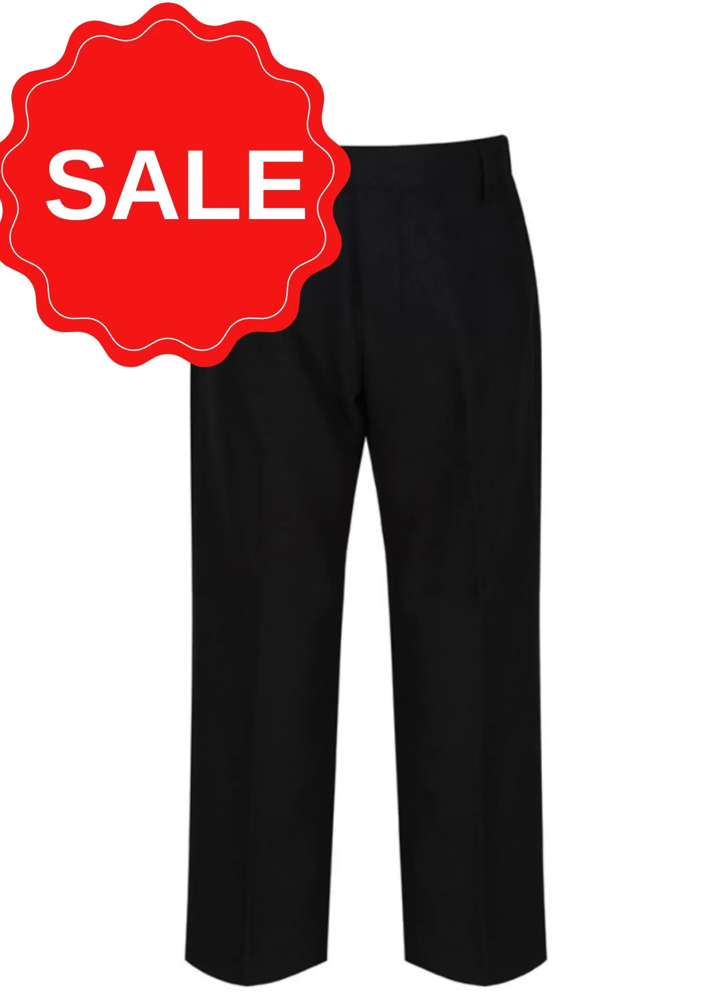 Boys Fit Junior Black Trousers - Generous Fit