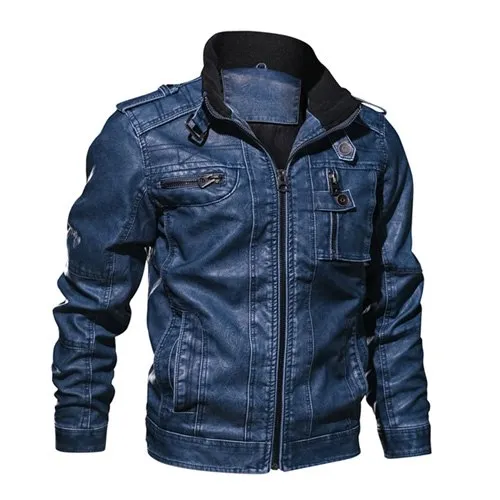 Brand Leather Jacket Men Vintage Causal PU Leather