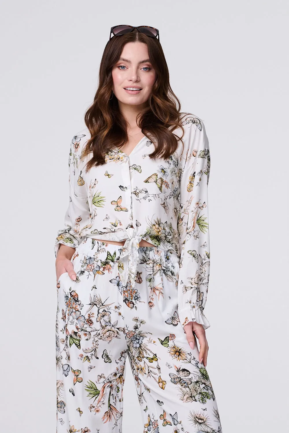 Butterfly Print Long Sleeve Shirt