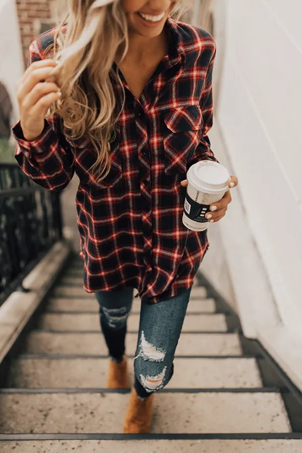 Cabin Weekend Getaway Plaid Tunic In Navy