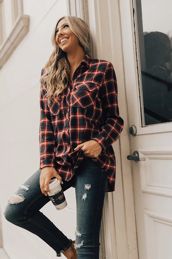 Cabin Weekend Getaway Plaid Tunic In Navy