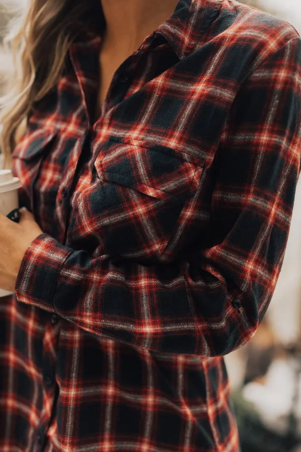 Cabin Weekend Getaway Plaid Tunic In Navy