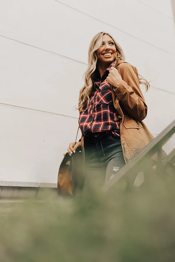 Cabin Weekend Getaway Plaid Tunic In Navy