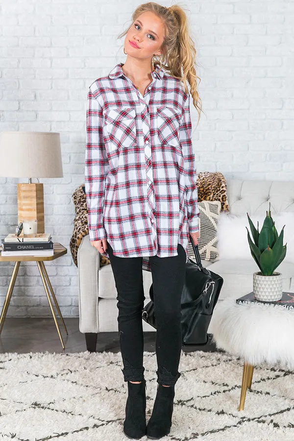 Cabin Weekend Getaway Plaid Tunic In White