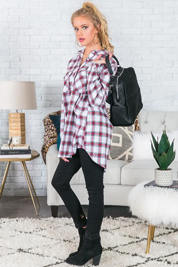 Cabin Weekend Getaway Plaid Tunic In White