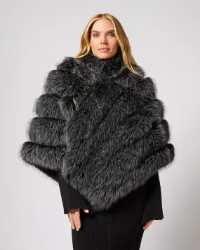 Channel Quilted Mink Faux Fur Cape