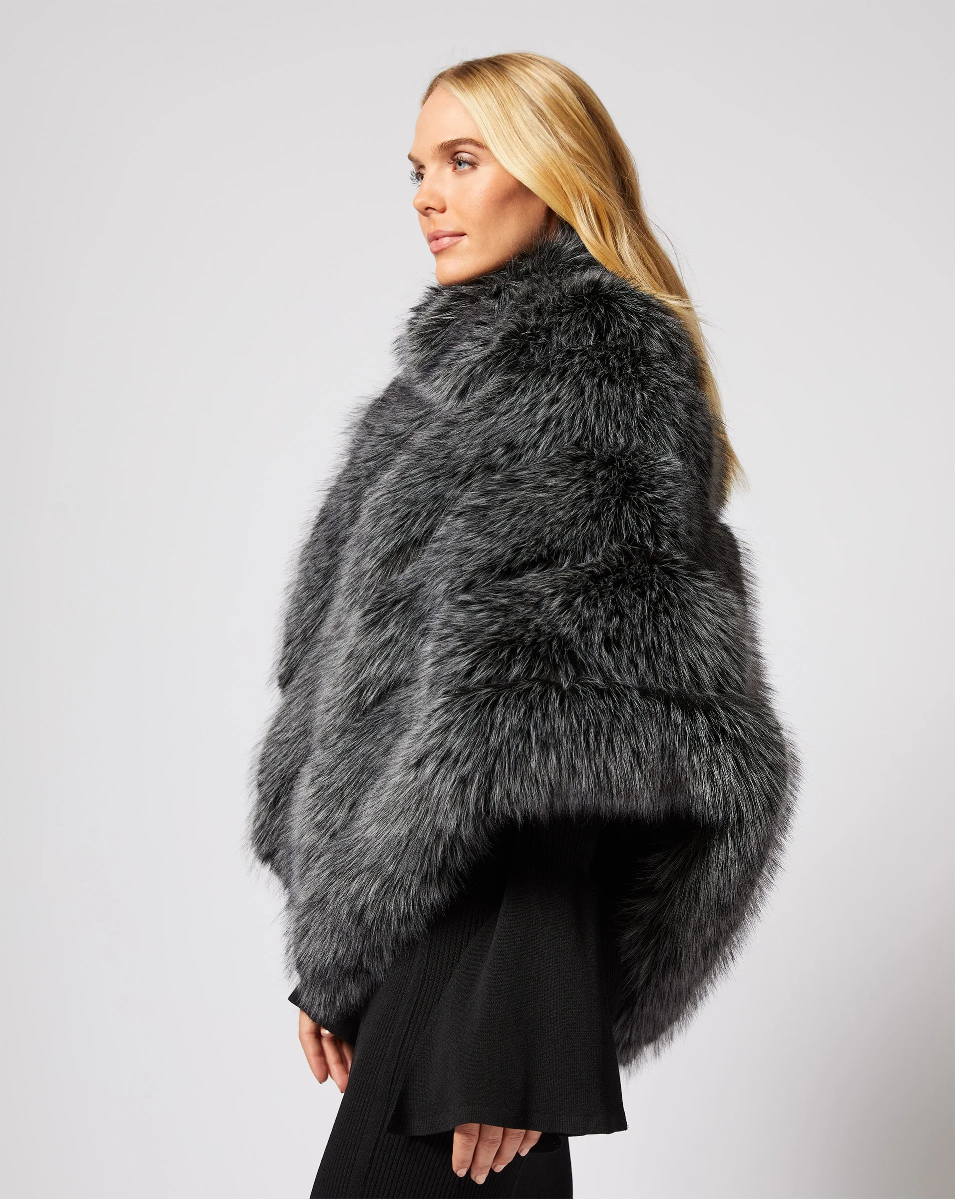 Channel Quilted Mink Faux Fur Cape