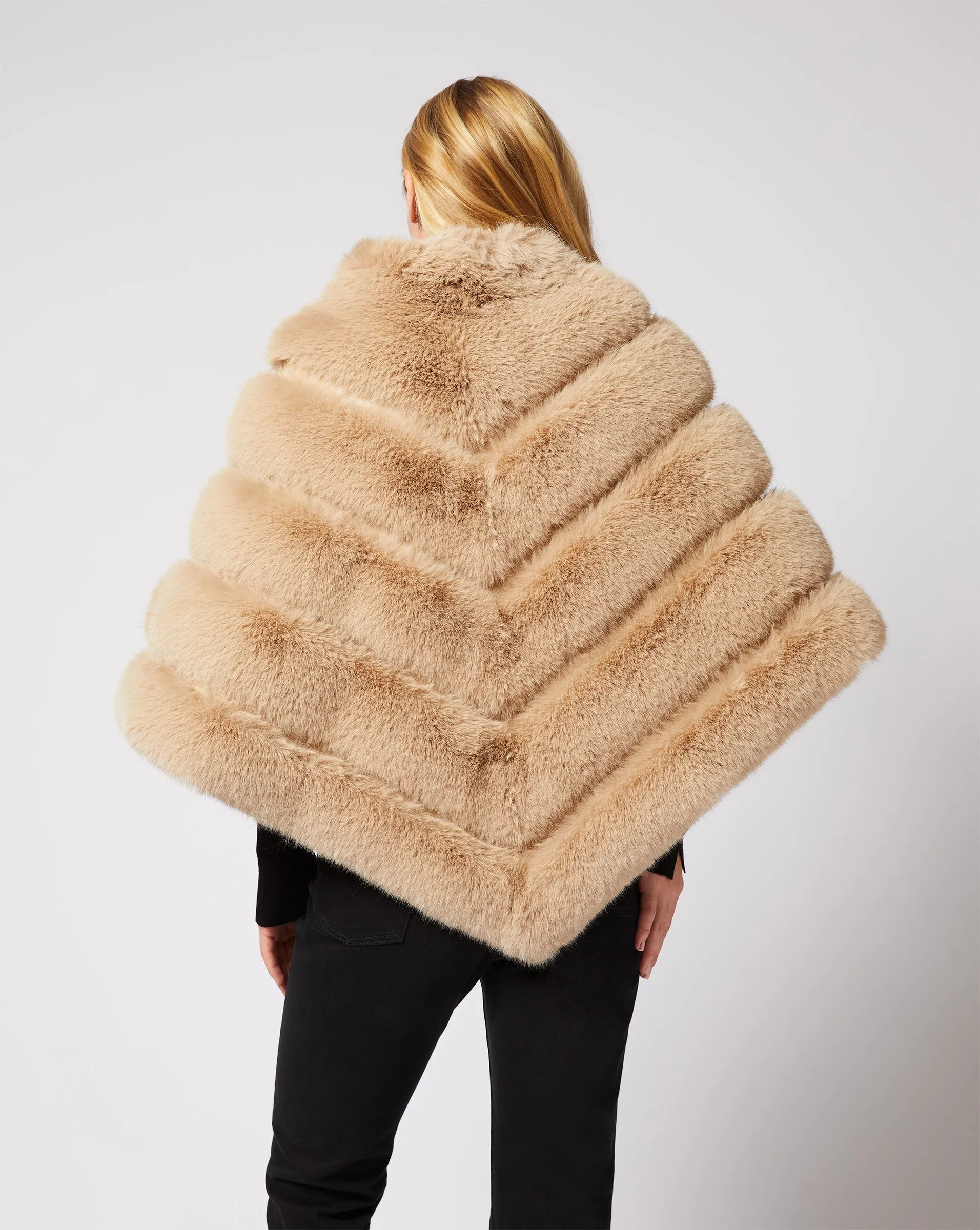 Channel Quilted Mink Faux Fur Cape