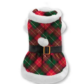 Christmas Dog Coat - Tartan Peplum