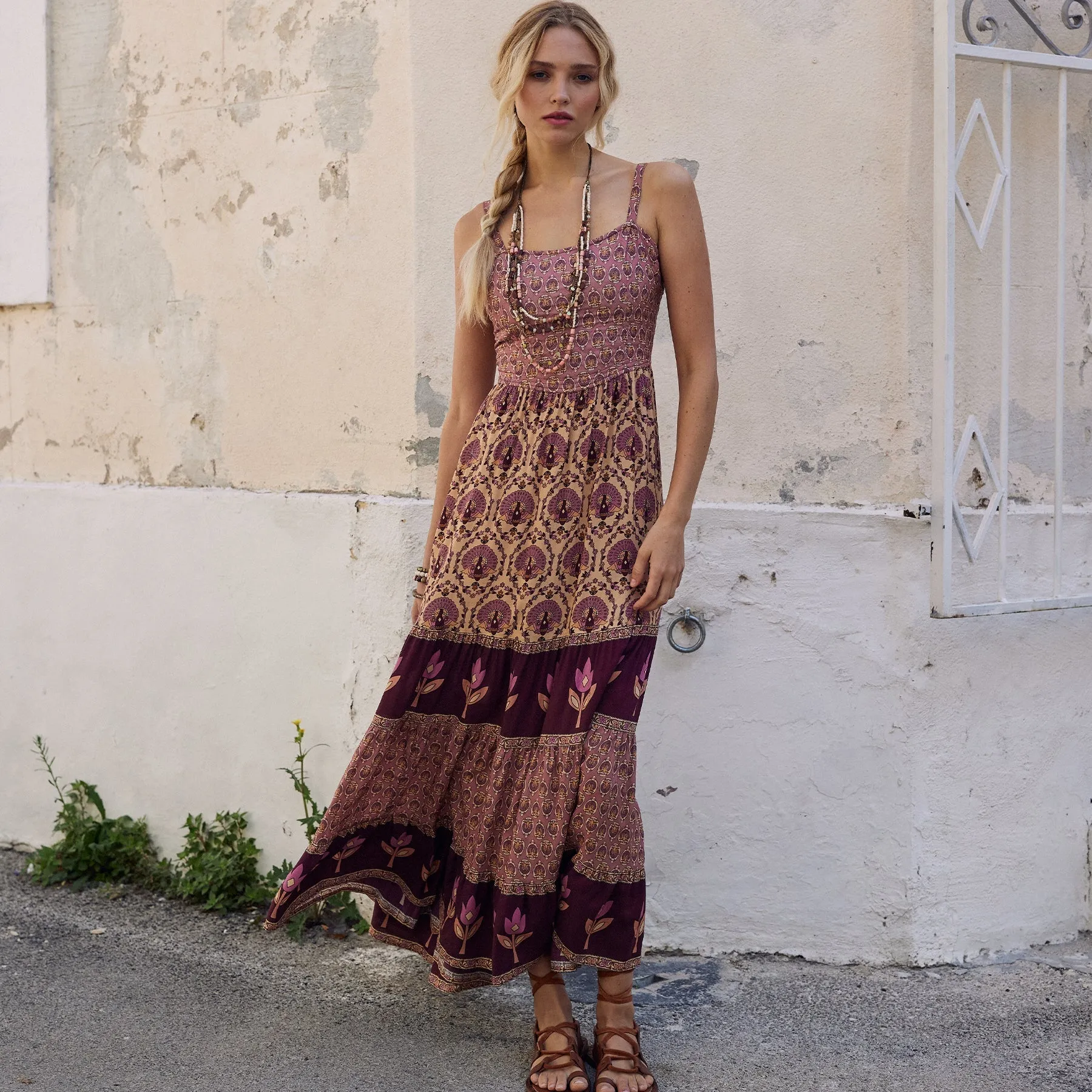 Château Quilted Strappy Maxi Dress