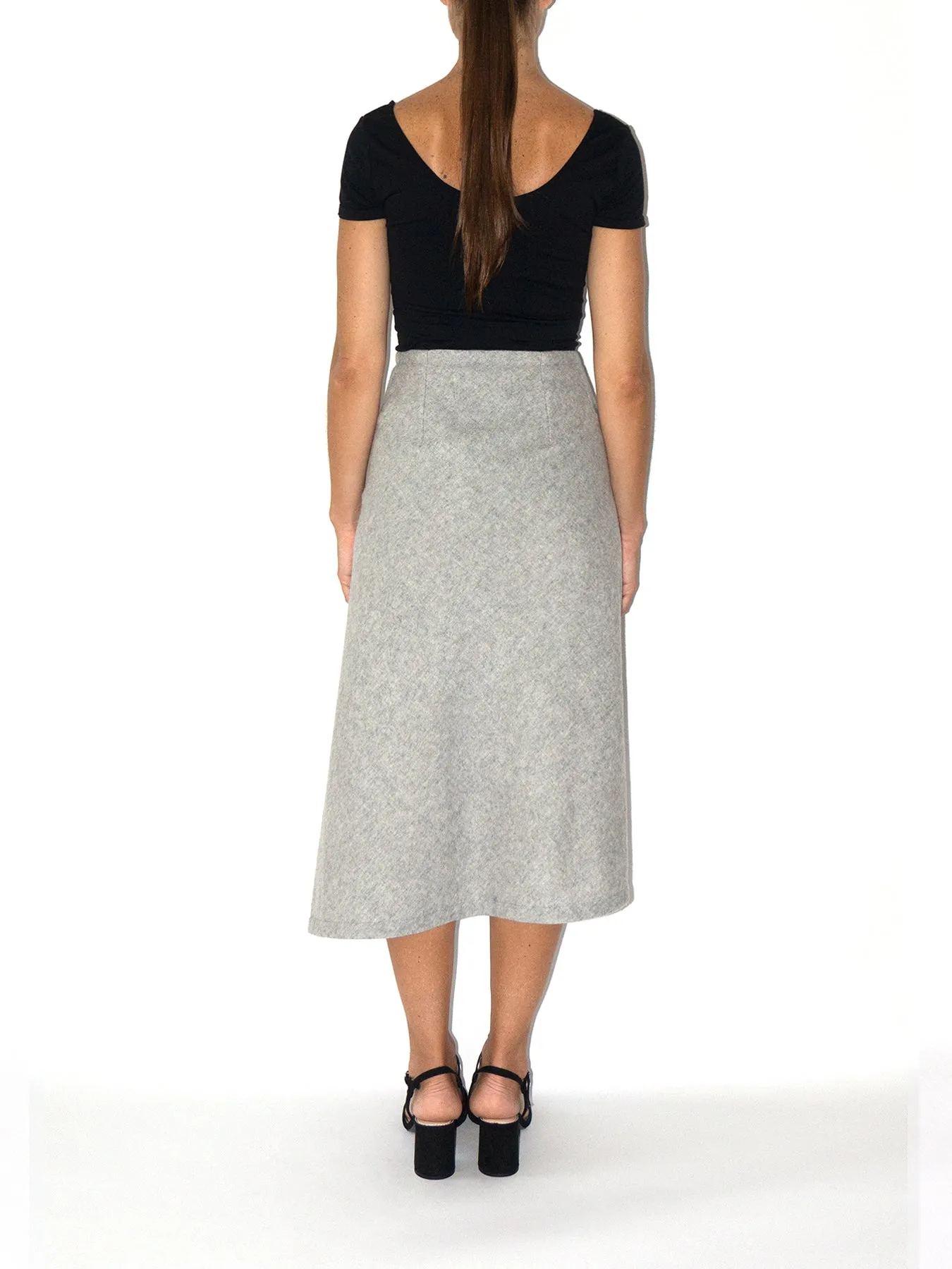 Cin Wool Skirt, Grey / Black